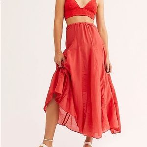 Free People Red Lily Cotton Maxi Skirt size XS